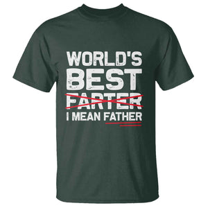 Retro World's Best Farter I Mean Father T Shirt Funny Best Dad TS10 Dark Forest Green Print Your Wear