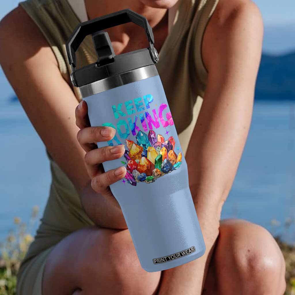 Rock Collector Flip Straw Tumbler Keep Rocking Geologist TS09 One Size: 30 oz Light Blue Print Your Wear