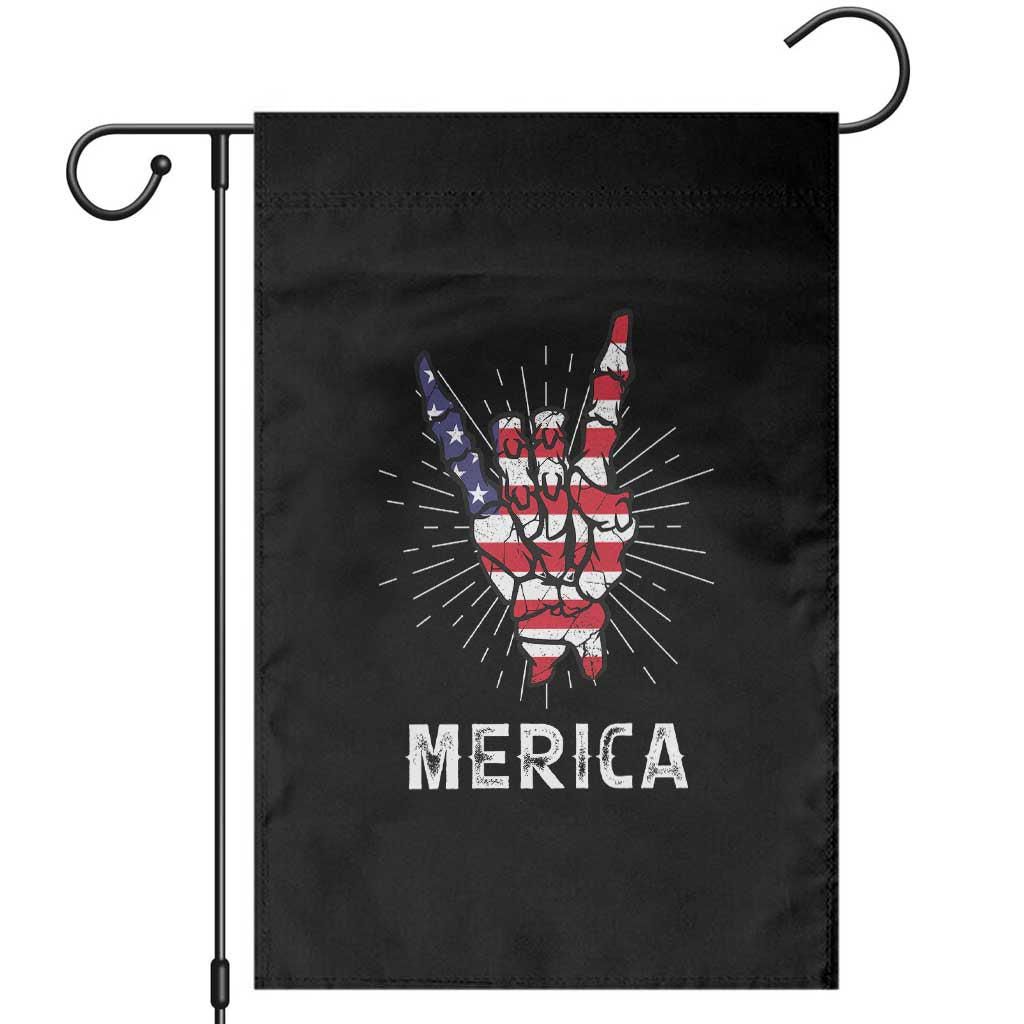 Rockin 4th Of July Garden Flag Skeleton Hand American Flag Patriotic Day TS11 Black Print Your Wear