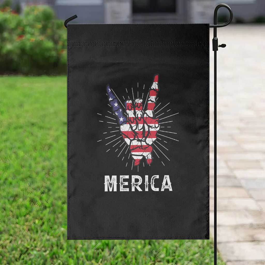 Rockin 4th Of July Garden Flag Skeleton Hand American Flag Patriotic Day TS11 Print Your Wear