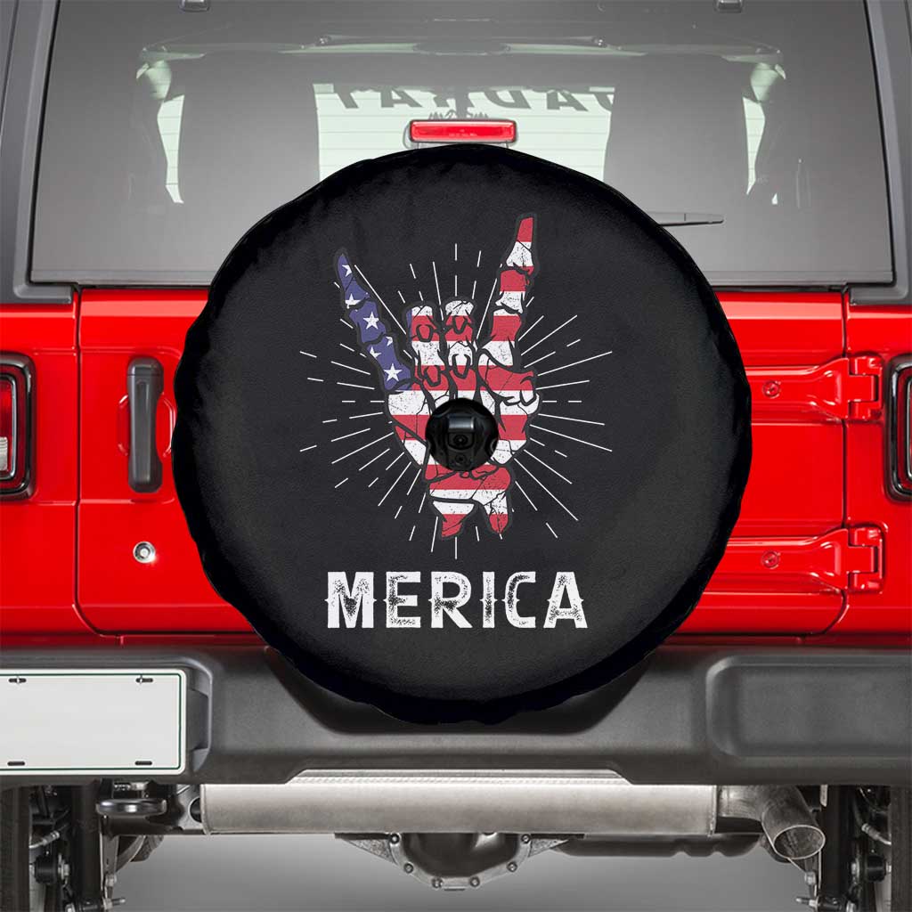 Rockin 4th Of July Spare Tire Cover Skeleton Hand American Flag Patriotic Day TS11 Black Print Your Wear
