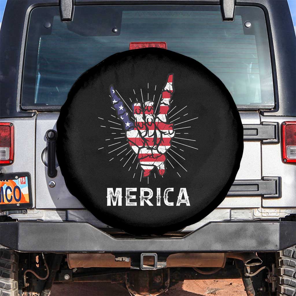 Rockin 4th Of July Spare Tire Cover Skeleton Hand American Flag Patriotic Day TS11 No hole Black Print Your Wear