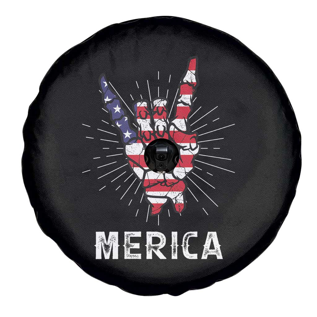 Rockin 4th Of July Spare Tire Cover Skeleton Hand American Flag Patriotic Day TS11 Print Your Wear