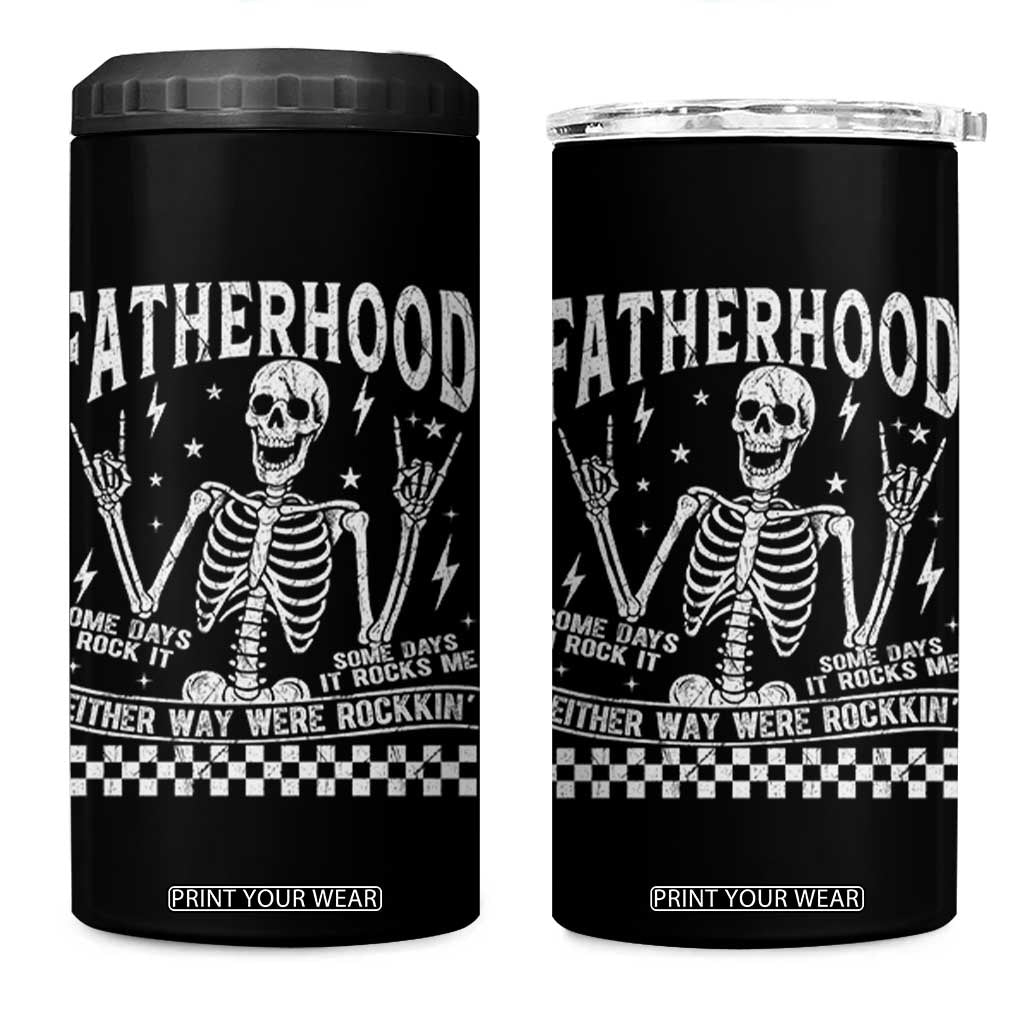 Rockin' Fatherhood Skeleton 4 in 1 Can Cooler Tumbler Funny Dad Life Quote Gift for Fathers Day TS02 One Size: 16 oz Black Print Your Wear