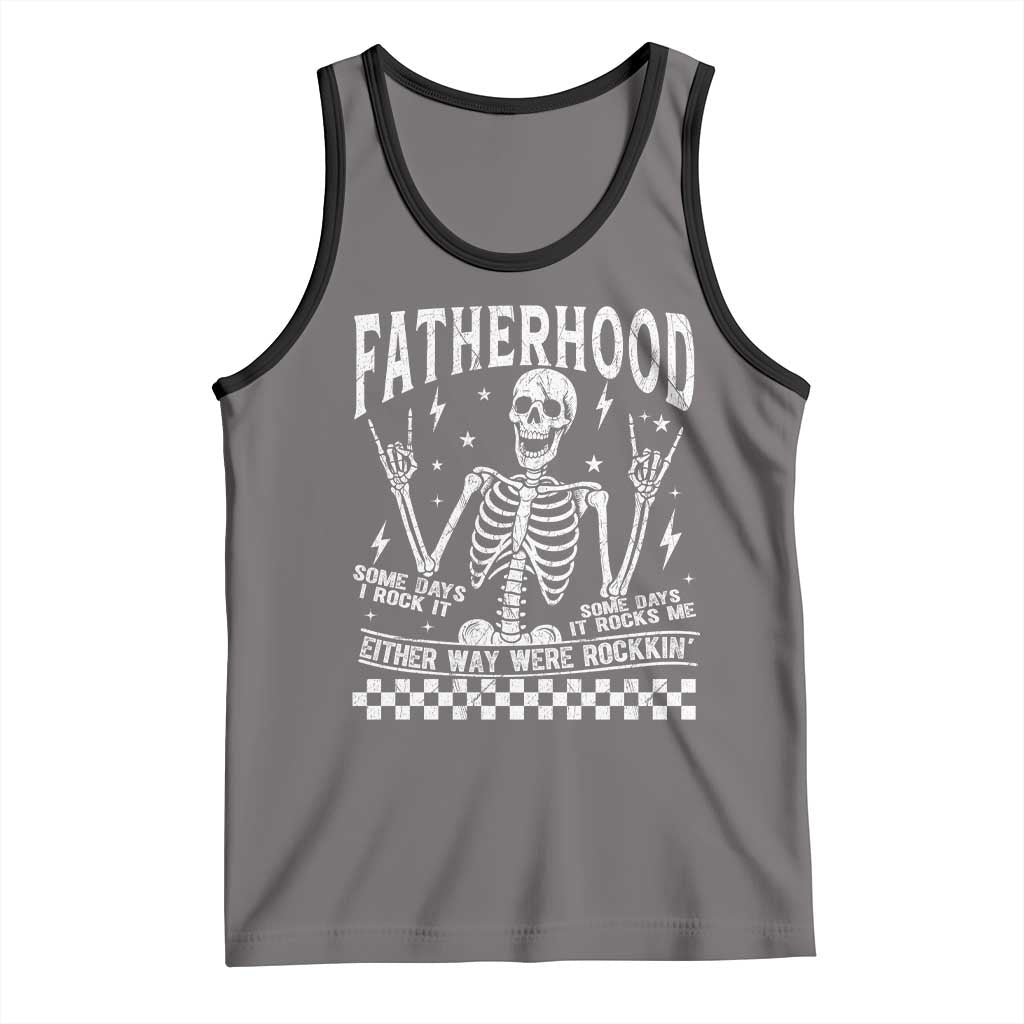 Rockin' Fatherhood Skeleton Tank Top Funny Dad Life Quote Gift for Fathers Day TS02 Deep Heather Black Print Your Wear