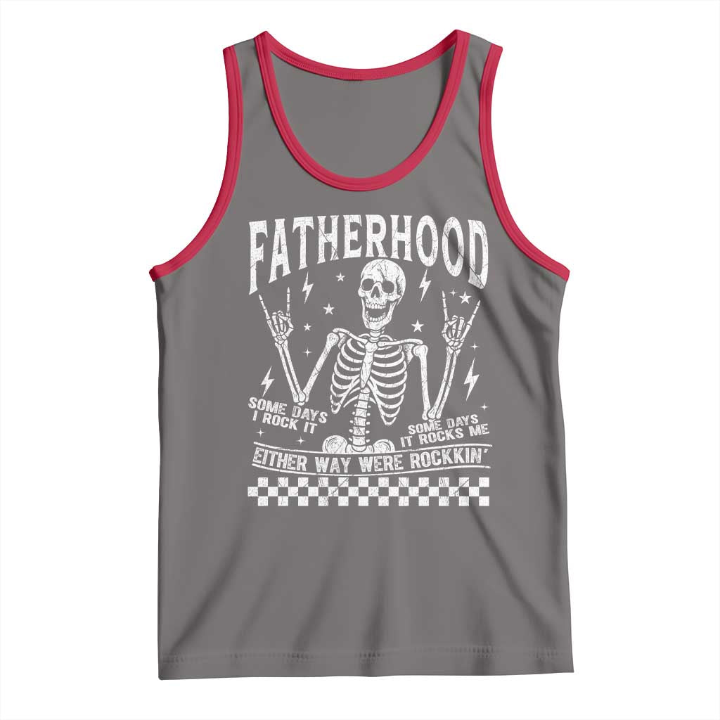 Rockin' Fatherhood Skeleton Tank Top Funny Dad Life Quote Gift for Fathers Day TS02 Deep Heather Red Print Your Wear