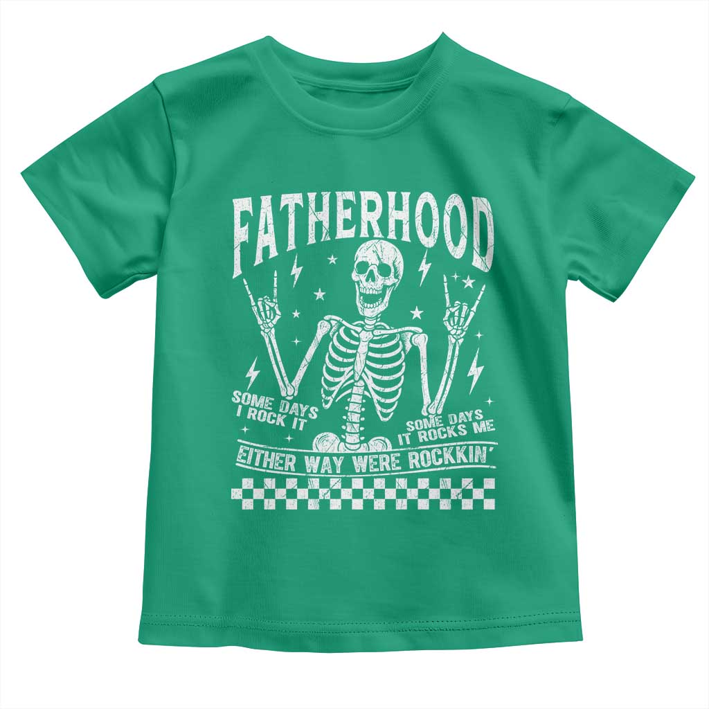 Rockin' Fatherhood Skeleton Toddler T Shirt Funny Dad Life Quote Gift for Fathers Day TS02 Irish Green Print Your Wear