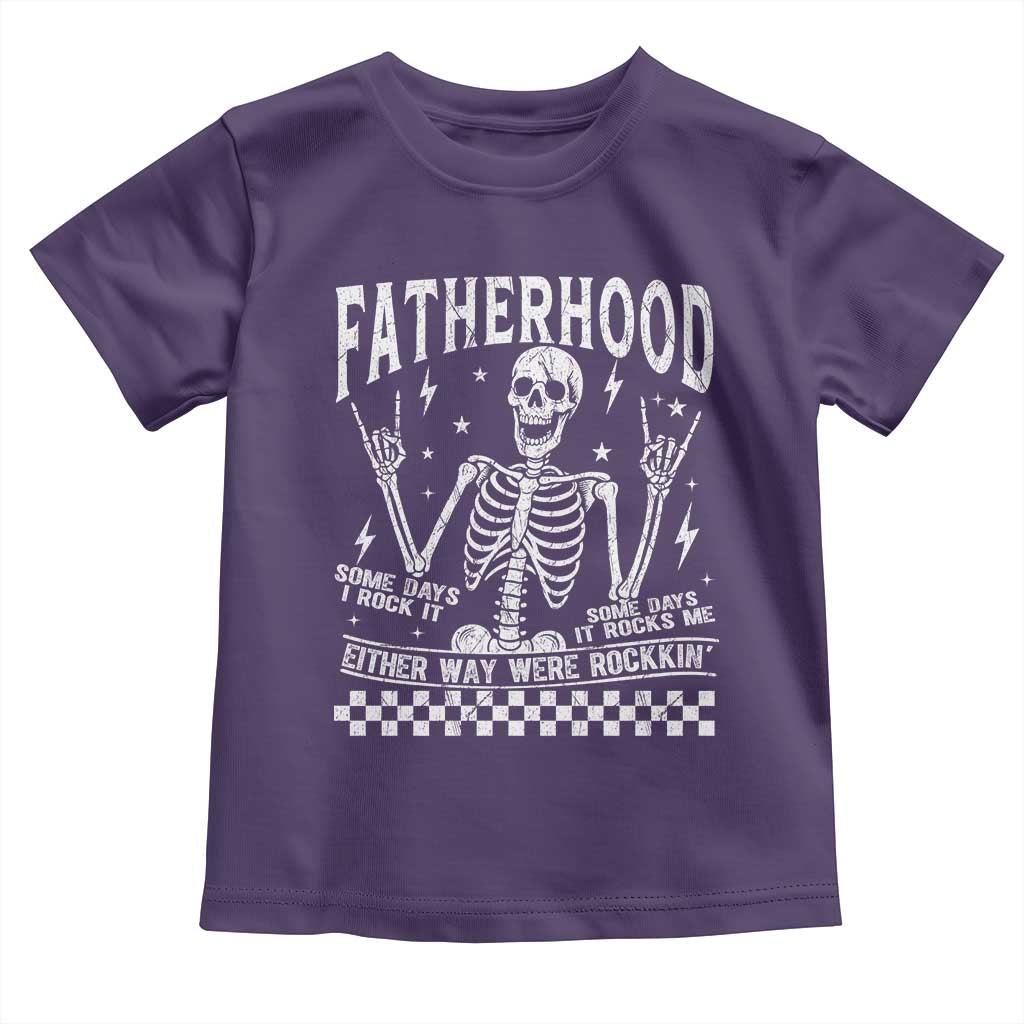 Rockin' Fatherhood Skeleton Toddler T Shirt Funny Dad Life Quote Gift for Fathers Day TS02 Purple Print Your Wear