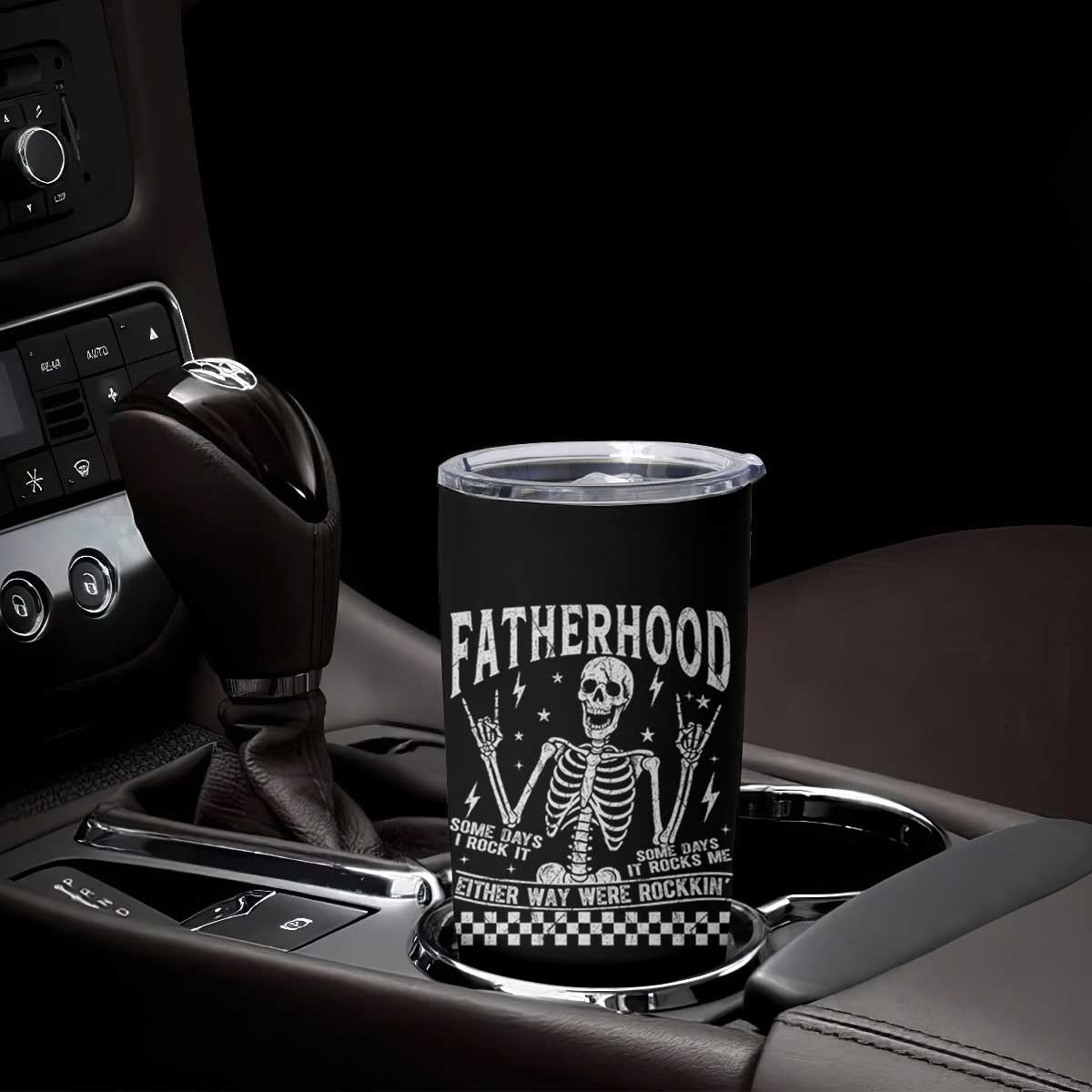 Rockin' Fatherhood Skeleton Tumbler Cup Funny Dad Life Quote Gift for Fathers Day TS02 Print Your Wear