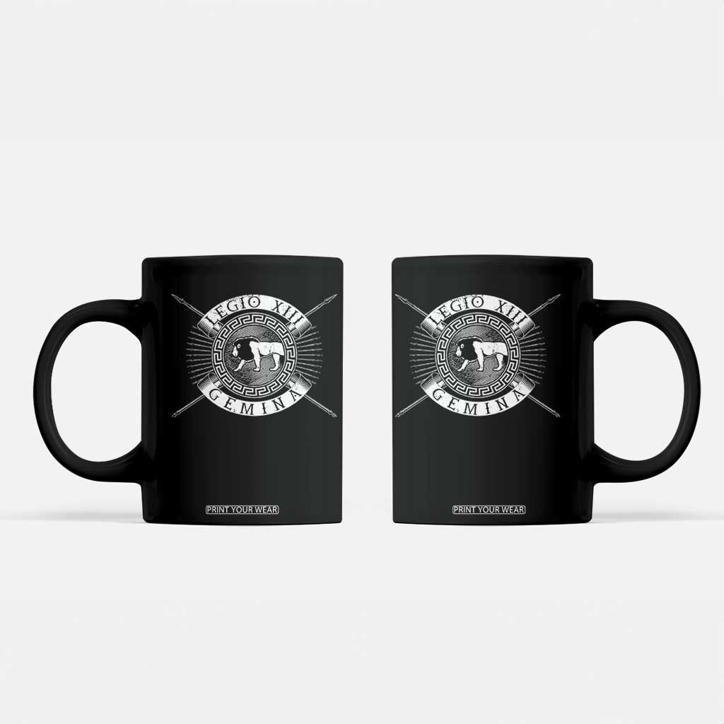 Roman Legion Coffee Mug Legio XIII Gemina Roma Warrior TS09 Black Print Your Wear