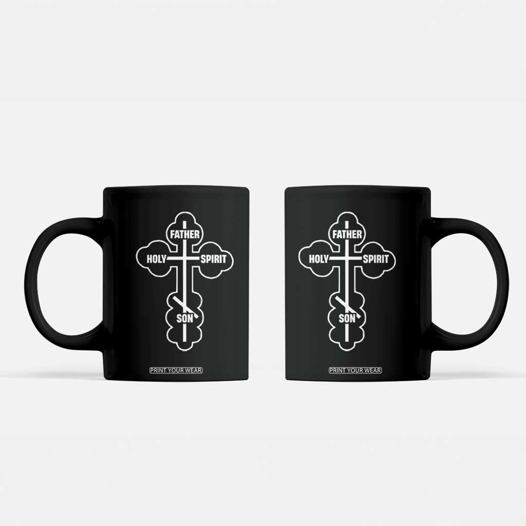 Russian Greek Byzantine Golden Orthodox Cross Father Son Holy Spirit Coffee Mug TS11 Black Print Your Wear