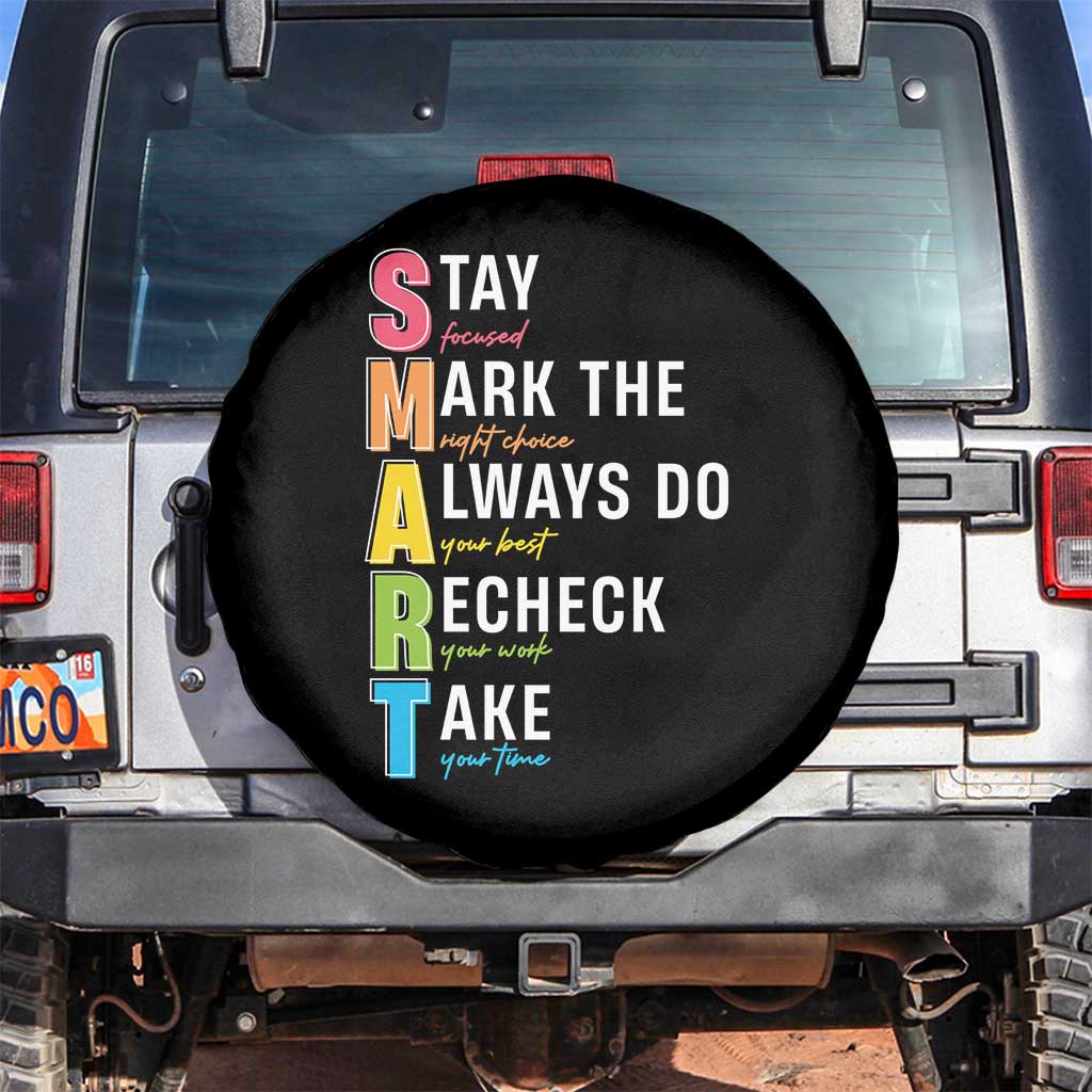 SMART Stay Focused Mark The Right Choice Spare Tire Cover Test Day Teacher TS11 No hole Black Print Your Wear