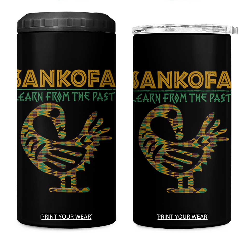Sankofa Learn From The Past 4 in 1 Can Cooler Tumbler African Bird Black History Akan Pattern TS11 One Size: 16 oz Black Print Your Wear