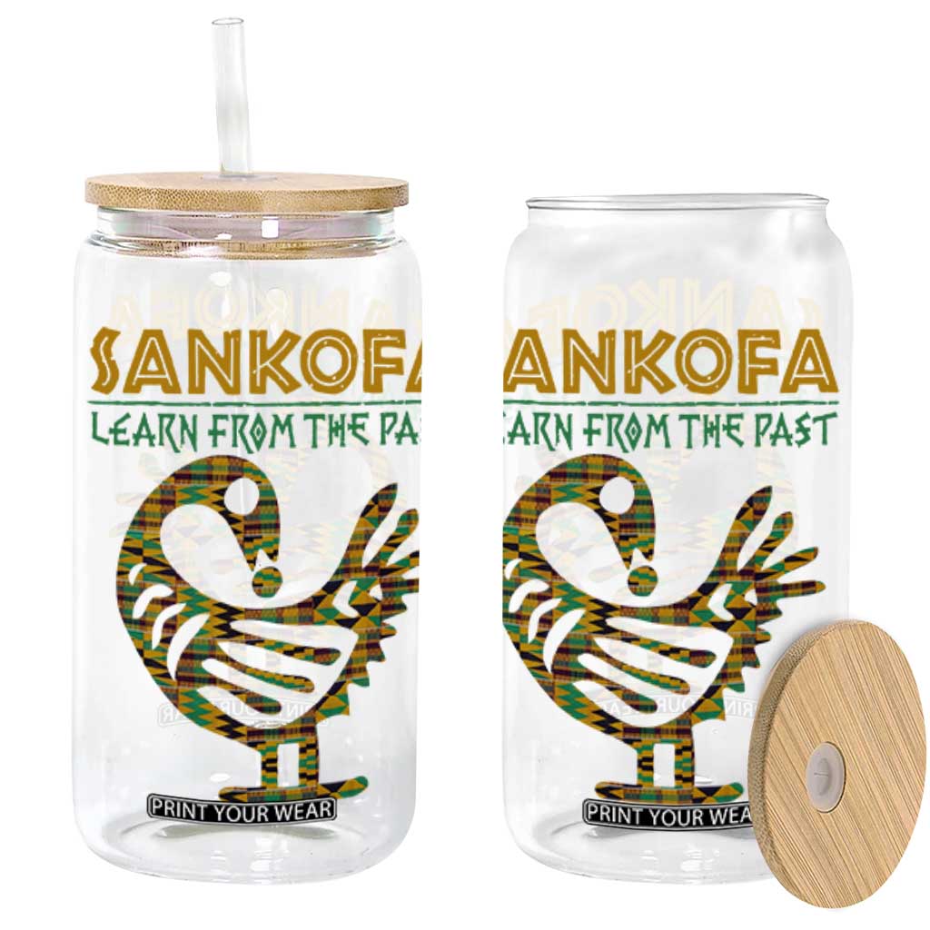 Sankofa Learn From The Past Glass Can African Bird Black History Akan Pattern TS11 Black Print Your Wear