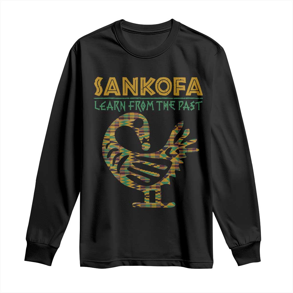 Sankofa Learn From The Past Long Sleeve Shirt African Bird Black History Akan Pattern TS11 Black Print Your Wear