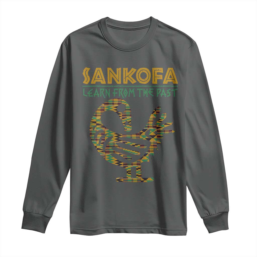 Sankofa Learn From The Past Long Sleeve Shirt African Bird Black History Akan Pattern TS11 Dark Heather Print Your Wear