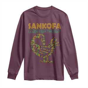 Sankofa Learn From The Past Long Sleeve Shirt African Bird Black History Akan Pattern TS11 Maroon Print Your Wear