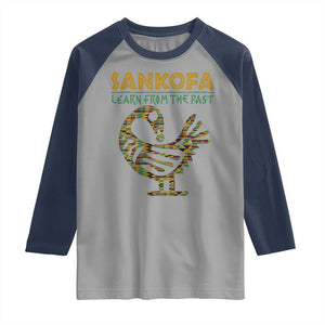 Sankofa Learn From The Past Raglan Shirt African Bird Black History Akan Pattern TS11 Sport Gray Navy Print Your Wear