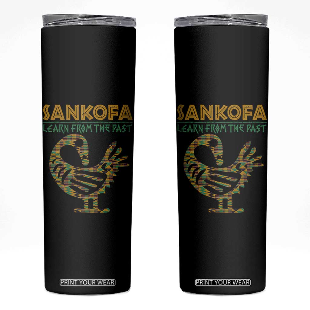 Sankofa Learn From The Past Skinny Tumbler African Bird Black History Akan Pattern TS11 Black Print Your Wear
