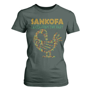 Sankofa Learn From The Past T Shirt For Women African Bird Black History Akan Pattern TS11 Dark Forest Green Print Your Wear