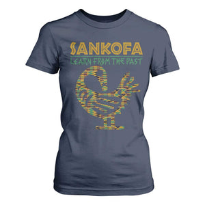Sankofa Learn From The Past T Shirt For Women African Bird Black History Akan Pattern TS11 Navy Print Your Wear