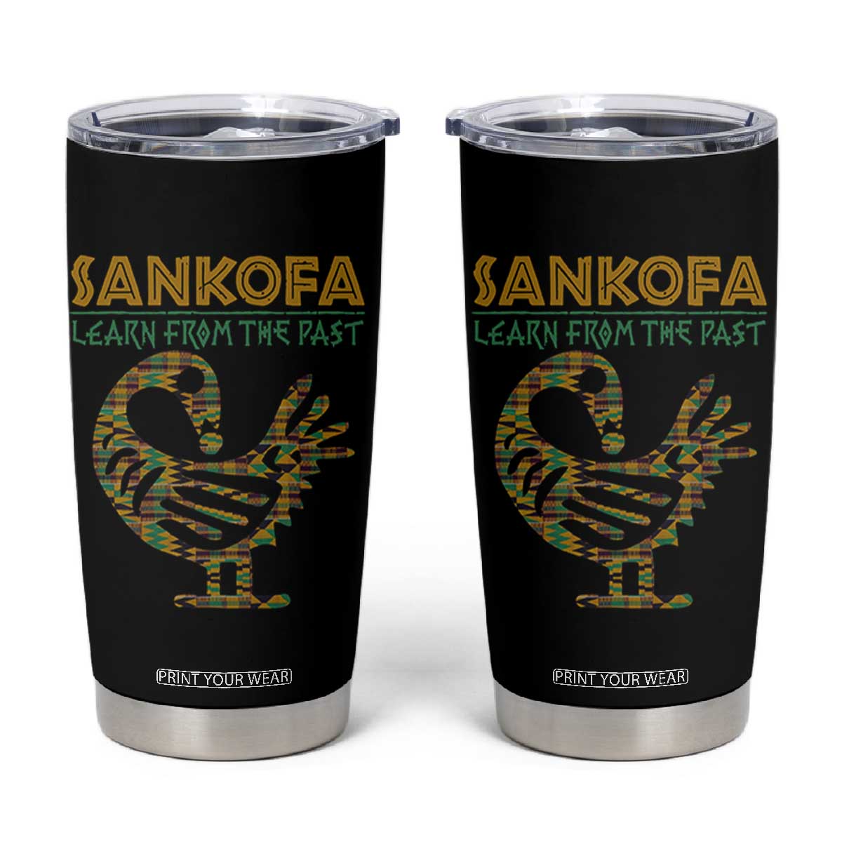 Sankofa Learn From The Past Tumbler Cup African Bird Black History Akan Pattern TS11 Black Print Your Wear