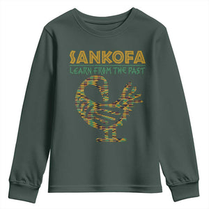 Sankofa Learn From The Past Youth Sweatshirt African Bird Black History Akan Pattern TS11 Dark Forest Green Print Your Wear