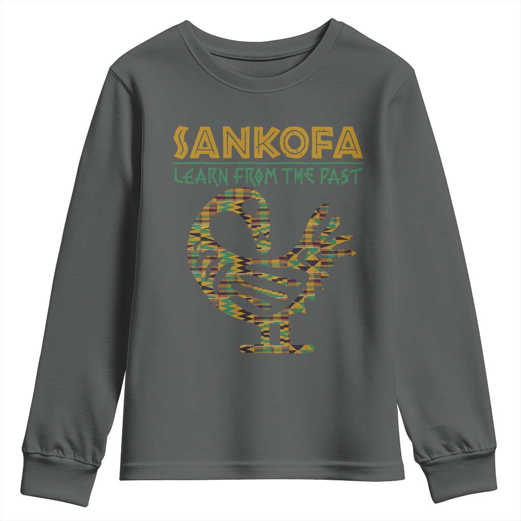 Sankofa Learn From The Past Youth Sweatshirt African Bird Black History Akan Pattern TS11 Dark Heather Print Your Wear