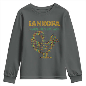 Sankofa Learn From The Past Youth Sweatshirt African Bird Black History Akan Pattern TS11 Dark Heather Print Your Wear