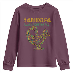 Sankofa Learn From The Past Youth Sweatshirt African Bird Black History Akan Pattern TS11 Maroon Print Your Wear