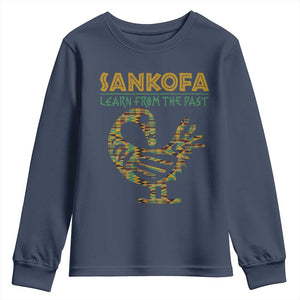 Sankofa Learn From The Past Youth Sweatshirt African Bird Black History Akan Pattern TS11 Navy Print Your Wear