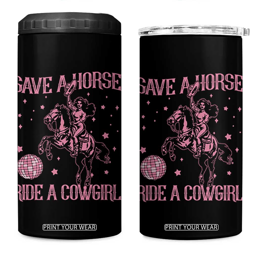 Save A Horse Ride A Cowgirl 4 in 1 Can Cooler Tumbler Subtle Lesbian Cowgirl Western LGBTQ Pride Month TS10 One Size: 16 oz Black Print Your Wear