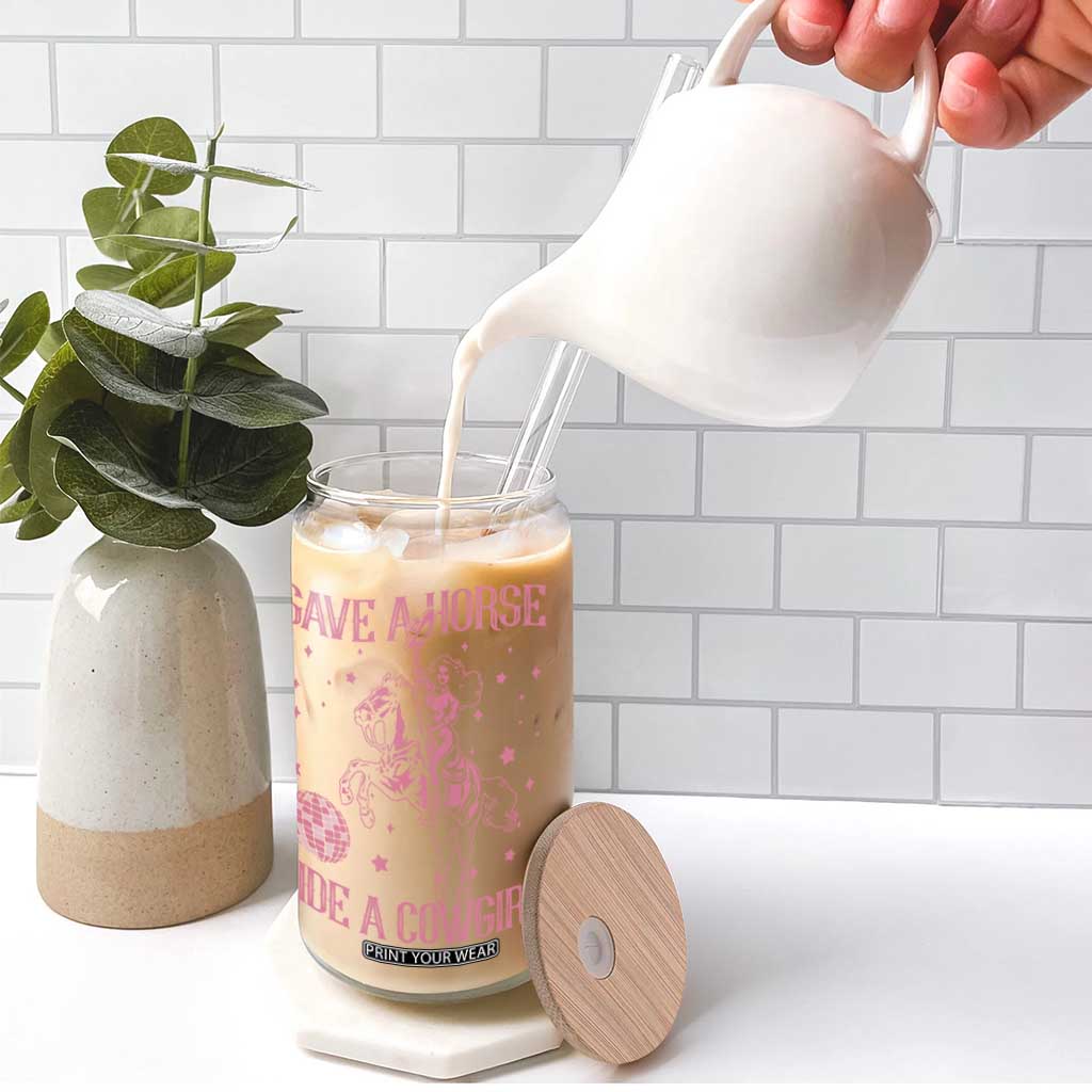 Save A Horse Ride A Cowgirl Glass Can Subtle Lesbian Cowgirl Western LGBTQ Pride Month TS10 Print Your Wear