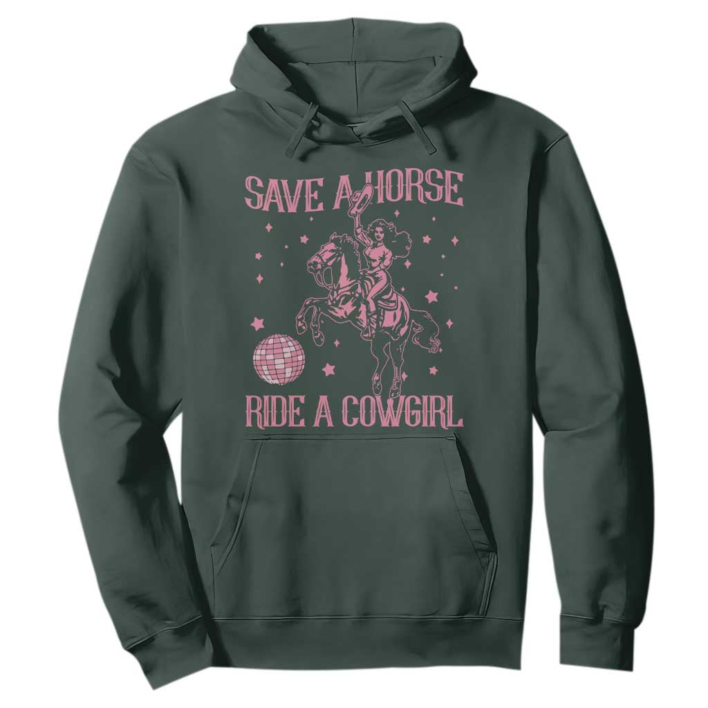 Save A Horse Ride A Cowgirl Hoodie Subtle Lesbian Cowgirl Western LGBTQ Pride Month TS10 Dark Forest Green Print Your Wear
