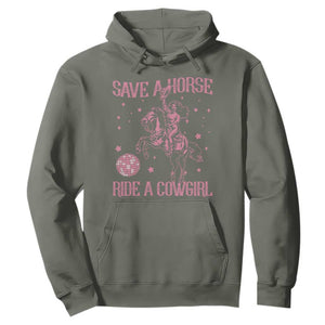 Save A Horse Ride A Cowgirl Hoodie Subtle Lesbian Cowgirl Western LGBTQ Pride Month TS10 Military Green Print Your Wear