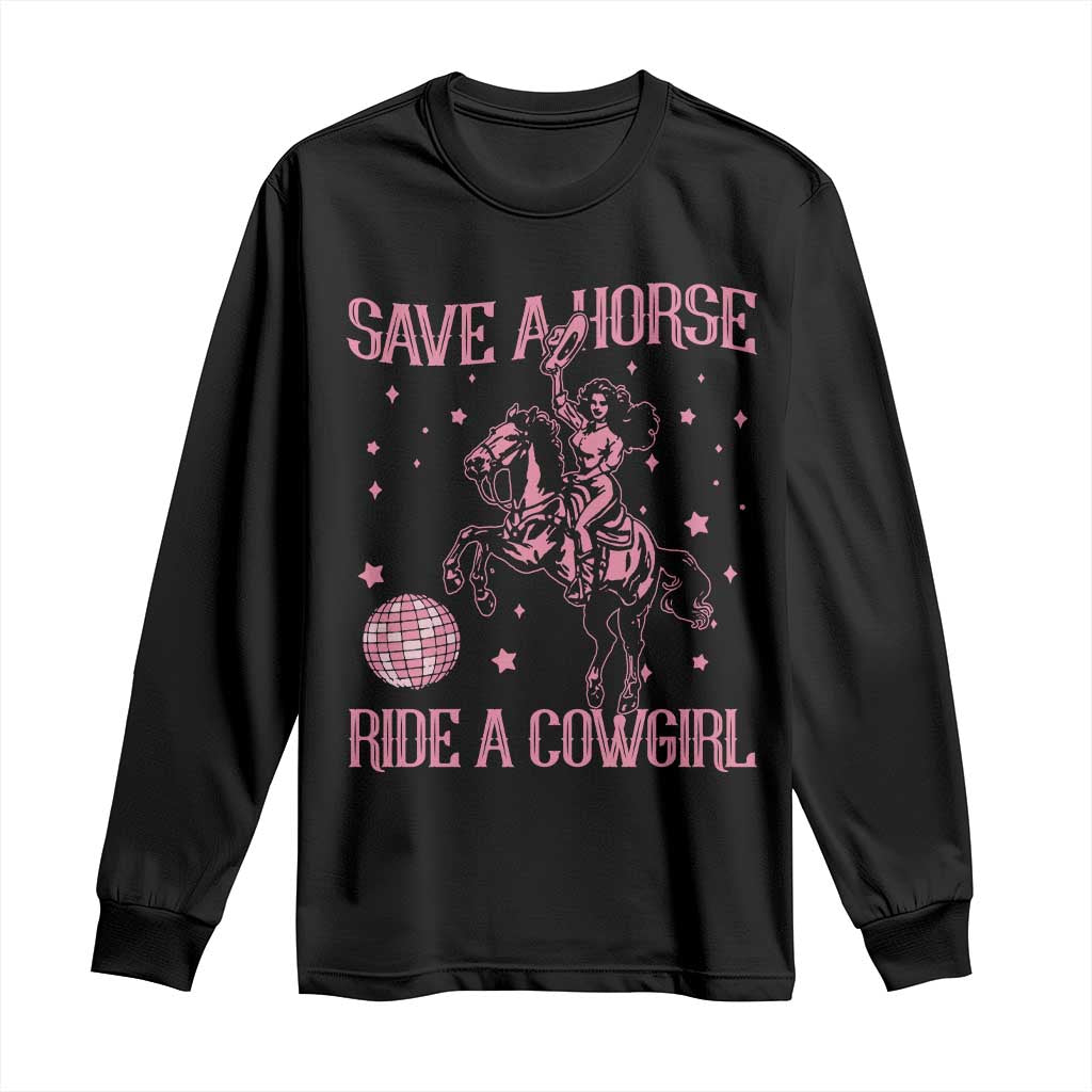 Save A Horse Ride A Cowgirl Long Sleeve Shirt Subtle Lesbian Cowgirl Western LGBTQ Pride Month TS10 Black Print Your Wear