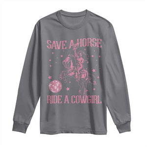 Save A Horse Ride A Cowgirl Long Sleeve Shirt Subtle Lesbian Cowgirl Western LGBTQ Pride Month TS10 Charcoal Print Your Wear
