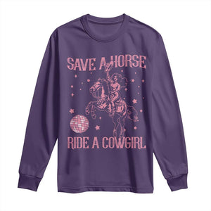 Save A Horse Ride A Cowgirl Long Sleeve Shirt Subtle Lesbian Cowgirl Western LGBTQ Pride Month TS10 Purple Print Your Wear