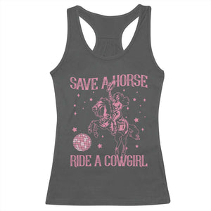 Save A Horse Ride A Cowgirl Racerback Tank Top Subtle Lesbian Cowgirl Western LGBTQ Pride Month TS10 Dark Heather Print Your Wear