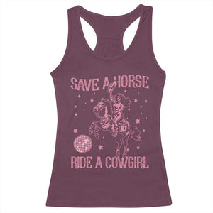 Save A Horse Ride A Cowgirl Racerback Tank Top Subtle Lesbian Cowgirl Western LGBTQ Pride Month TS10 Maroon Print Your Wear