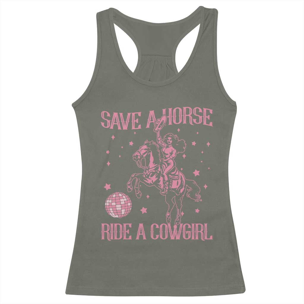 Save A Horse Ride A Cowgirl Racerback Tank Top Subtle Lesbian Cowgirl Western LGBTQ Pride Month TS10 Military Green Print Your Wear