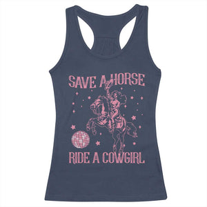 Save A Horse Ride A Cowgirl Racerback Tank Top Subtle Lesbian Cowgirl Western LGBTQ Pride Month TS10 Navy Print Your Wear