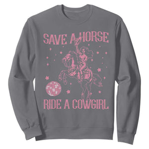 Save A Horse Ride A Cowgirl Sweatshirt Subtle Lesbian Cowgirl Western LGBTQ Pride Month TS10 Charcoal Print Your Wear