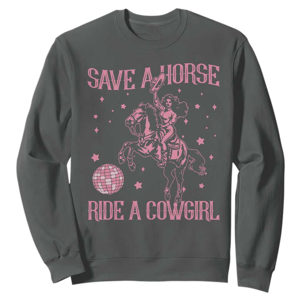 Save A Horse Ride A Cowgirl Sweatshirt Subtle Lesbian Cowgirl Western LGBTQ Pride Month TS10 Dark Heather Print Your Wear