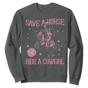 Save A Horse Ride A Cowgirl Sweatshirt Subtle Lesbian Cowgirl Western LGBTQ Pride Month TS10 Dark Heather Print Your Wear
