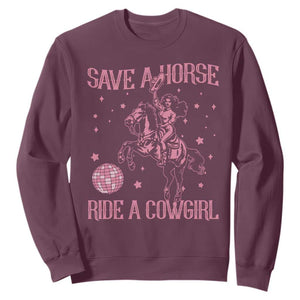 Save A Horse Ride A Cowgirl Sweatshirt Subtle Lesbian Cowgirl Western LGBTQ Pride Month TS10 Maroon Print Your Wear