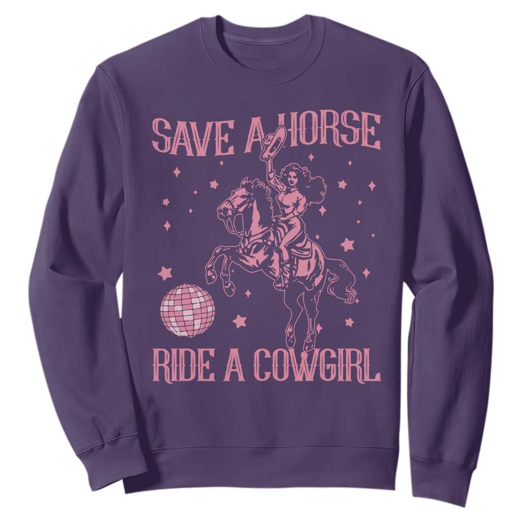 Save A Horse Ride A Cowgirl Sweatshirt Subtle Lesbian Cowgirl Western LGBTQ Pride Month TS10 Purple Print Your Wear