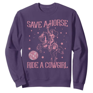 Save A Horse Ride A Cowgirl Sweatshirt Subtle Lesbian Cowgirl Western LGBTQ Pride Month TS10 Purple Print Your Wear