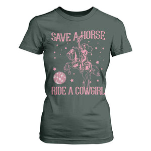 Save A Horse Ride A Cowgirl T Shirt For Women Subtle Lesbian Cowgirl Western LGBTQ Pride Month TS10 Dark Forest Green Print Your Wear