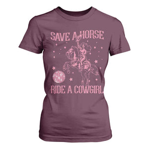 Save A Horse Ride A Cowgirl T Shirt For Women Subtle Lesbian Cowgirl Western LGBTQ Pride Month TS10 Maroon Print Your Wear